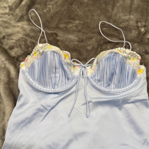 New! For Love and Lemons Paloma Satin Slip Dress blue 31241 - Picture 10 of 16